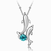 Austrian crystal necklace - the joy of dolphins (blue zircon)