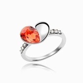Austrian crystal ring - love passphrase (water lilies, red)