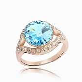 Austrian crystal ring - love (rose gold + Ocean Blue)