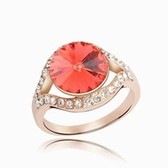 Austrian crystal ring - love (rose gold + water lilies, red)
