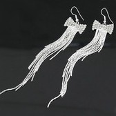 Korean fashion flash diamond bow long earrings