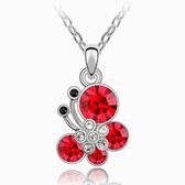 Austrian crystal necklace - Splendour flying (light red)