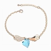 Austrian crystal bracelet - Sweetheart Eros (rose gold + sea blue)