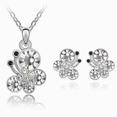 Austrian Crystal Set - Butterfly flying (white)