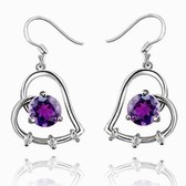 The sophisticated and stylish purple zirconia heart earrings (hypoallergenic)