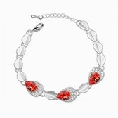 Austrian crystal bracelet - My Heart Will Go On (water lilies, red)