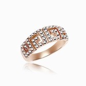 Austrian crystal ring - fairy tale of love (rose gold + metallic silver and black)