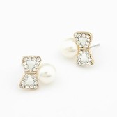 Korean Fashion sweet bow pearl earrings