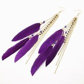 Korean Fashion flash diamond tassel charm feather earrings
