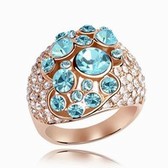 Austrian crystal ring - dotted (sea blue)