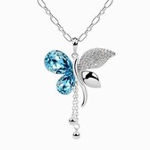Austrian Crystal Necklace - the Splendor flower fly (sea blue)