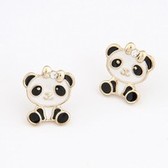 (Male) Korean Fashion OL small drop of oil Teddy Bear earrings