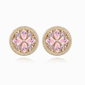 The exquisite Korean fashion daisies blooming zircon earrings (Pink)