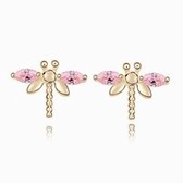The exquisite Korean Fashion dragonfly zircon earrings (pink)