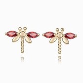 Exquisite Korean fashion small dragonfly zircon earrings (red)