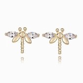Exquisite Korean fashion small dragonfly zircon earrings (white)