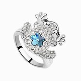 Austrian Crystal ring - wealth toad (navy blue)
