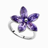 Austrian Crystal Ring - laurel flowers (pale pinkish purple)