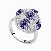 Austrian crystal rings - charm mushrooms (pale pinkish purple)