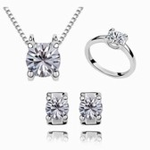 Exquisite truth only zircon necklace earrings Ring ensemble