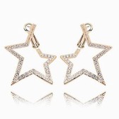 Austrian crystal earrings - glamor star (white + champagne gold)