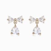 Boutique Korean fashion genuine gold-plated candy knot Charitable zircon earrings
