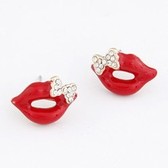 Diamond bow OL the sweet lips personalized earrings