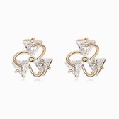 Plated with real gold the sweet clover zircon earrings