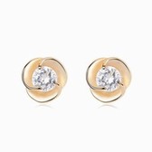 Shower of petals zircon earrings plated with real gold
