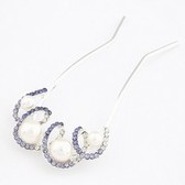 Korean fashion luxury diamond pearl hair plug comb fork hairpin U-shaped