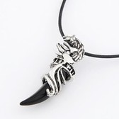 European and American fashion retro war wolf horn leather cord necklace