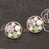Korean fashion boutique sweet temperament simple crystal earrings