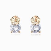 Rose gold plated zircon earrings (white)