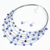 Wild Korean fashion exquisite crystal multilayer shell necklace earrings (Set)