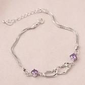 Delicate sweet purple zircon  Heart to Heart bracelet