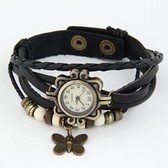 European and American fashion retro court Mashup Multilayer leather bracelet watch lady butterfly
