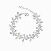 Austrian crystal bracelet, smiling face such as flower (white)