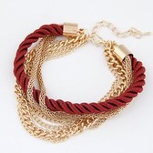 European and American fashion wine red low-key costly weave multilayer bracelet