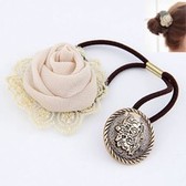 Korean fashion lace silk yarn leaves rose flower hair ring hair rope