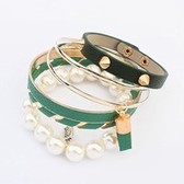 Fashion punk rivet multilayer bracelet ( green )