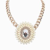 Exaggerated luxury gemstone necklace ( Beige )