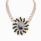 Exaggerated luxury gemstone necklace ( black and white )