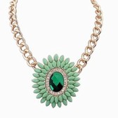 Exaggerated luxury gemstone necklace ( green )