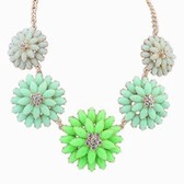 Bohemian double flower necklace ( green light blue )
