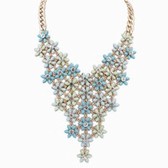 Fashion beautiful fresh flower necklace (pale blue + green)