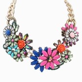 Exaggerated punk big fan necklace (mei red + sapphire blue)