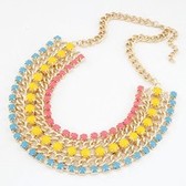 Fashion metal ShanZuan fluorescent color gem temperament necklace