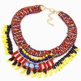 Fluorescent color nail Braided rope necklace