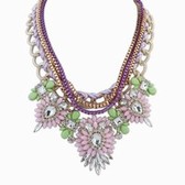 Exotic aesthetic multilayer necklace (light pink+ green)