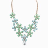 Bohemia sweet flower necklace (blue + green)
